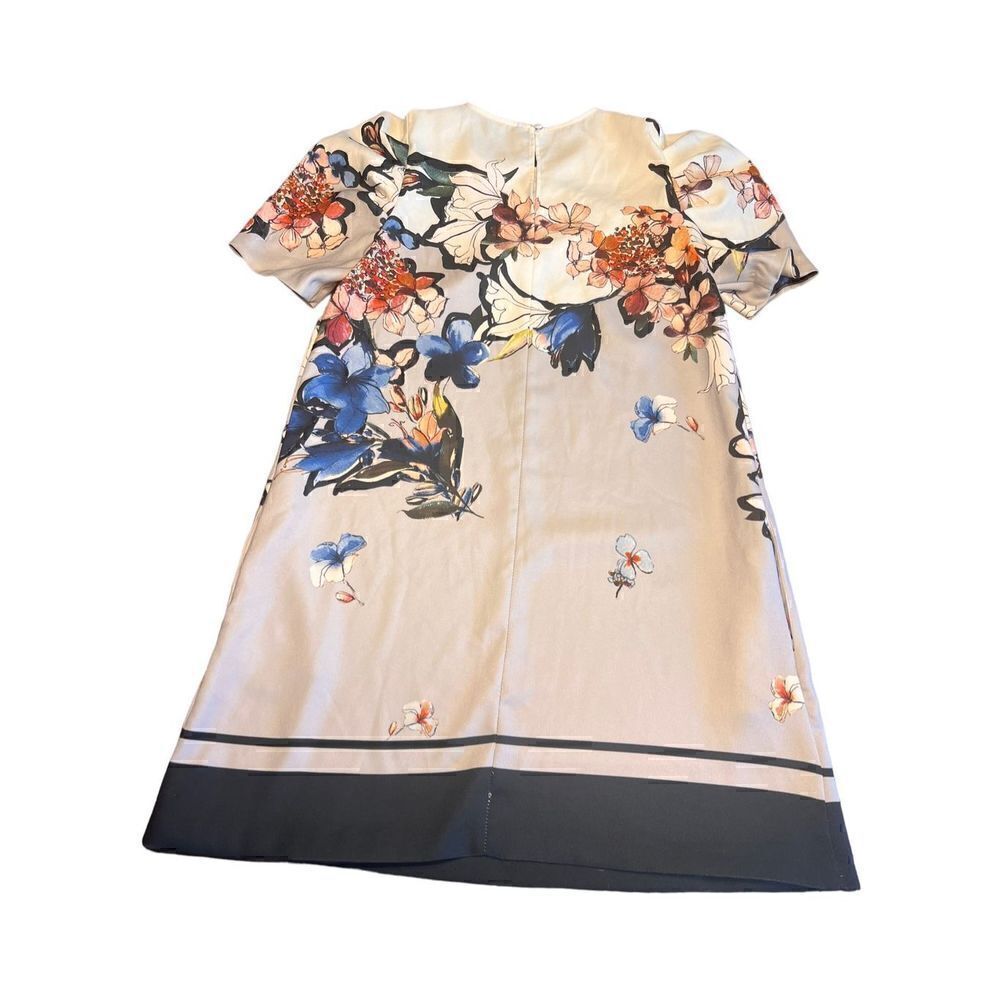 Zara basic collection floral grey shift short sleeve mini dress small